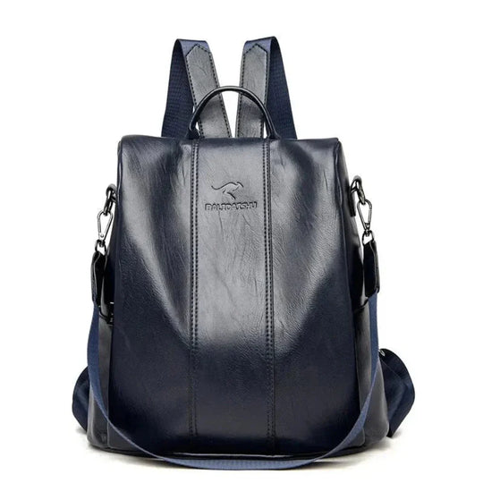 Anti Theft Leather Backpack for Women with Kangaroo Engrave