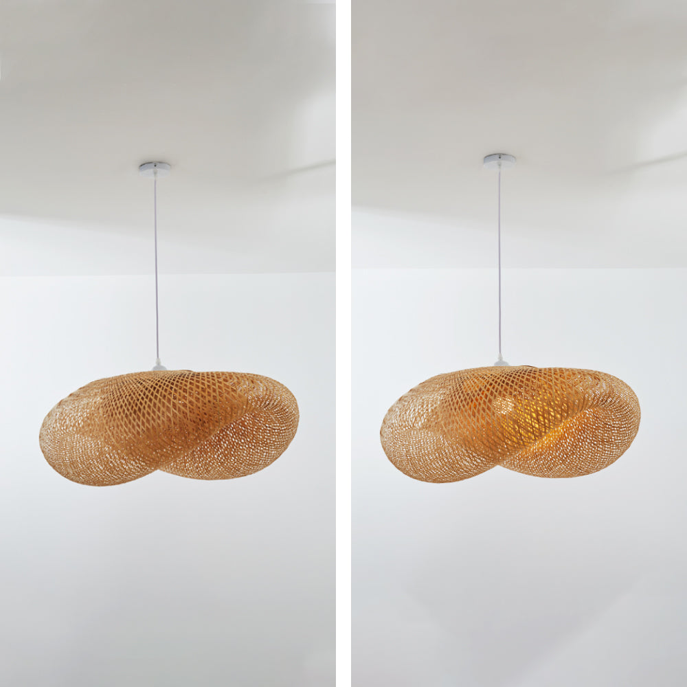 Woven Bamboo Globe Pendant Lamp for Dining Room and Kitchen
