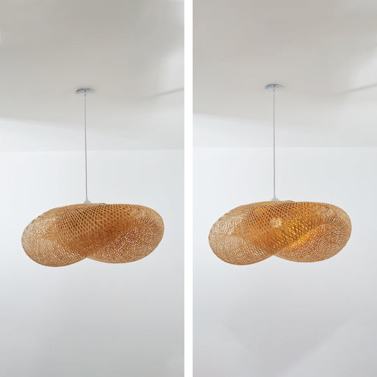 Woven Bamboo Globe Pendant Lamp for Dining Room and Kitchen