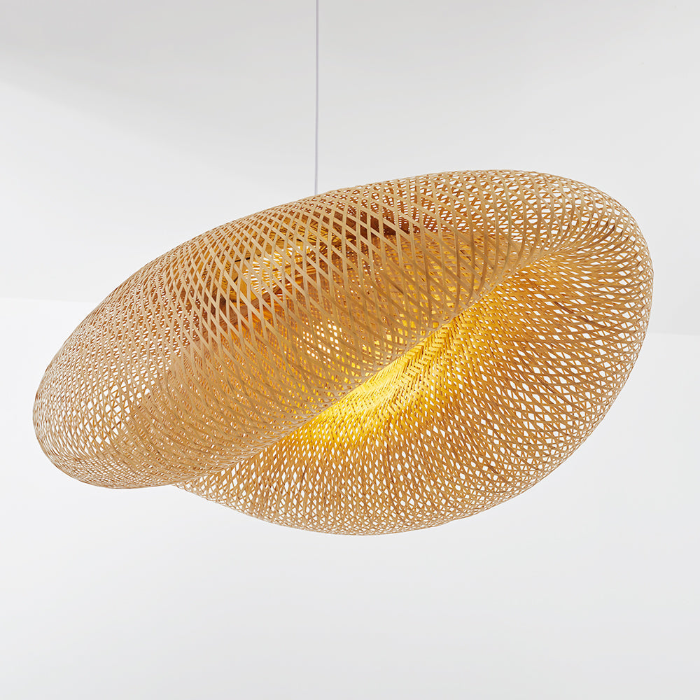 Woven Bamboo Globe Pendant Lamp for Dining Room and Kitchen