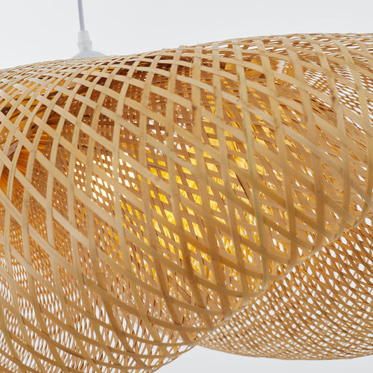 Woven Bamboo Globe Pendant Lamp for Dining Room and Kitchen