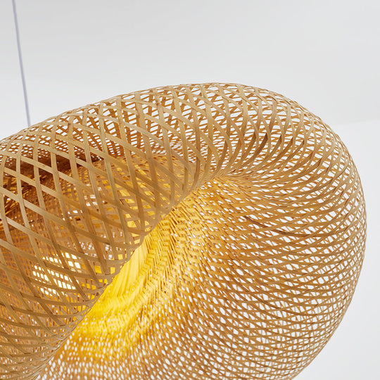 Woven Bamboo Globe Pendant Lamp for Dining Room and Kitchen