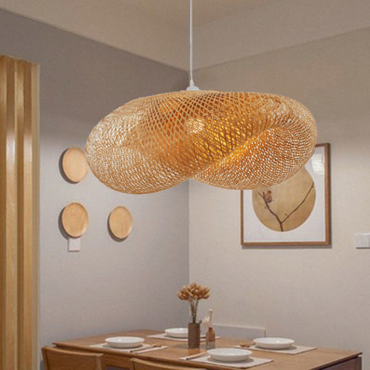 Woven Bamboo Globe Pendant Lamp for Dining Room and Kitchen