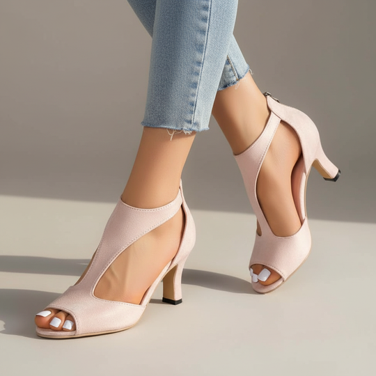 Elegant Cushioned Ankle Strap Heels for Comfort and All-Day Wear