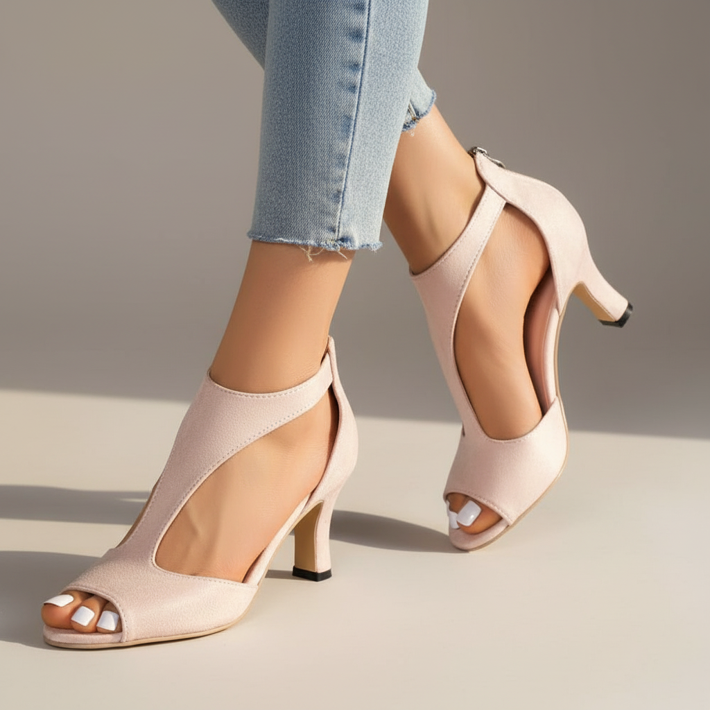 Elegant Cushioned Ankle Strap Heels for Comfort and All-Day Wear