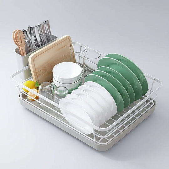 Sleek Stainless Steel Dish Drying Rack for Tidy Kitchen Counters