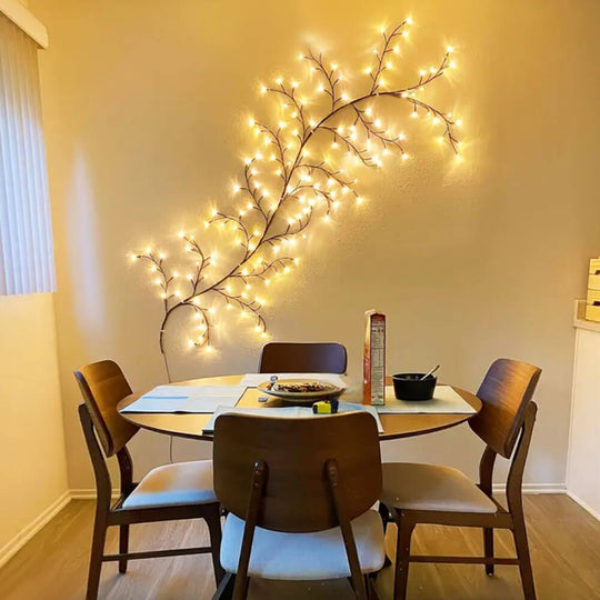 Willow vine lights dining wall
