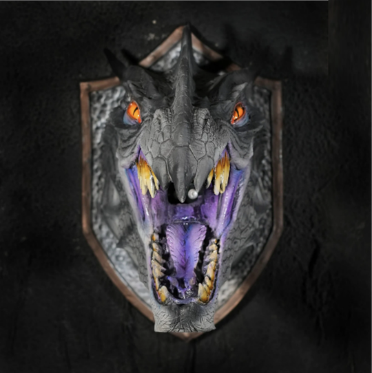 Roaring Dinosaur Head LED Wall Decor with Smoke Effect for Game Room