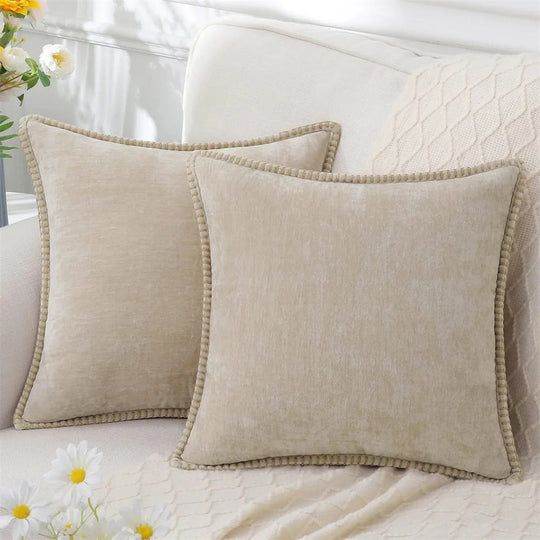 Soft Chenille Velvet Decorative Throw Pillow Cover for Sofa and Bed