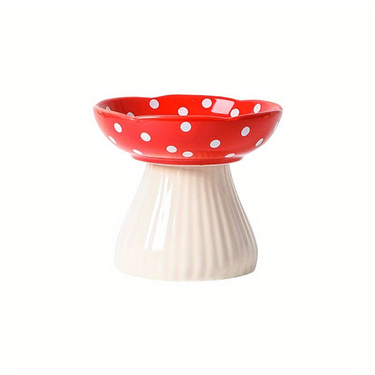 Decorative Resin Mushroom Pedestal Bowl for Cats and Small Pets