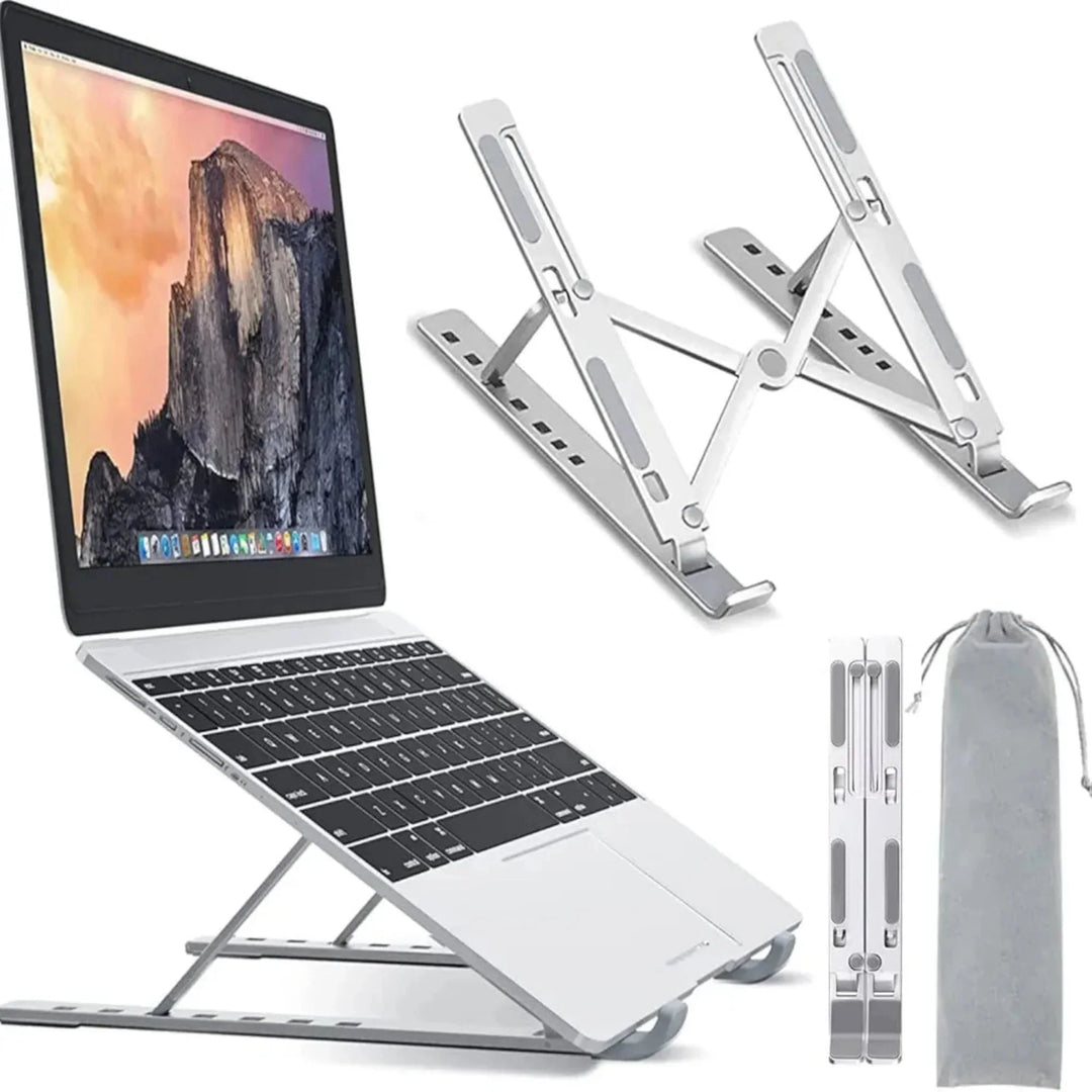 Silver adjustable laptop stand