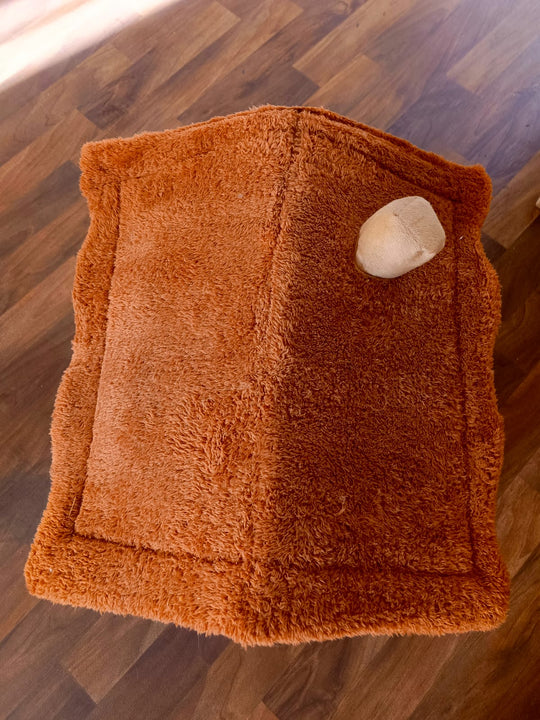 Top view of cozy plush pet house bed