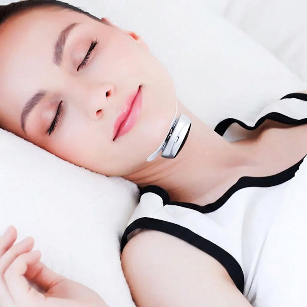 Man sleeping peacefully with anti snore device