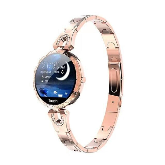 Elegant Crystal Bracelet Smartwatch for Women with Heart Rate and Sleep Tracking