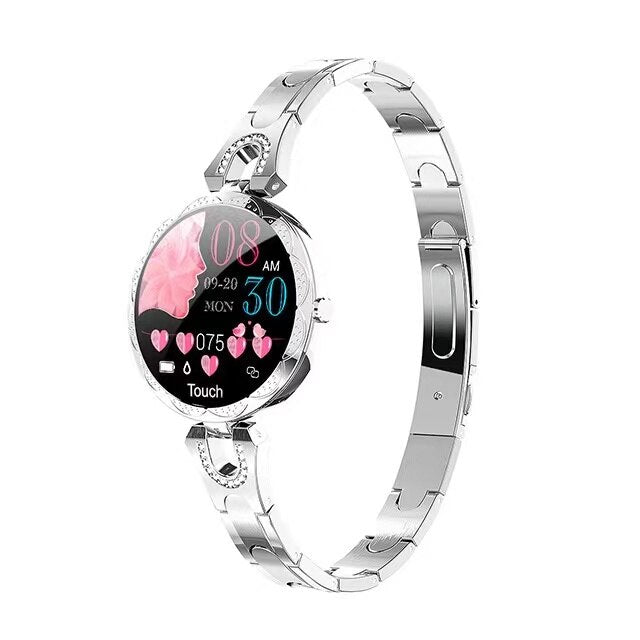Elegant Crystal Bracelet Smartwatch for Women with Heart Rate and Sleep Tracking
