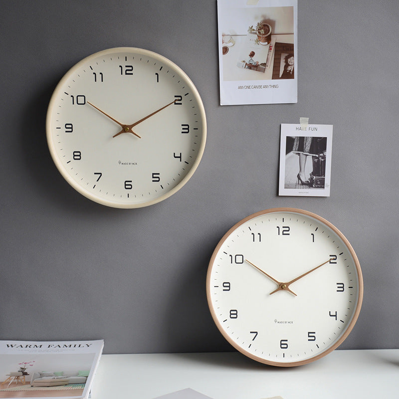 Minimalist Round Wooden Wall Clock for Living Room and Bedroom