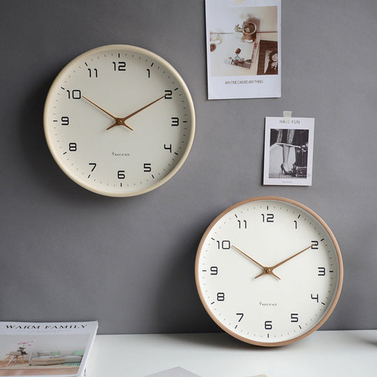 Minimalist Round Wooden Wall Clock for Living Room and Bedroom
