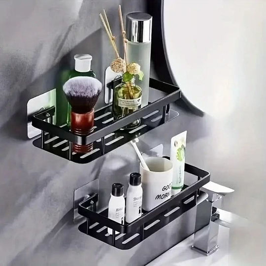 Drill-Free Adhesive Bathroom Shelf for Shower and Vanity Storage