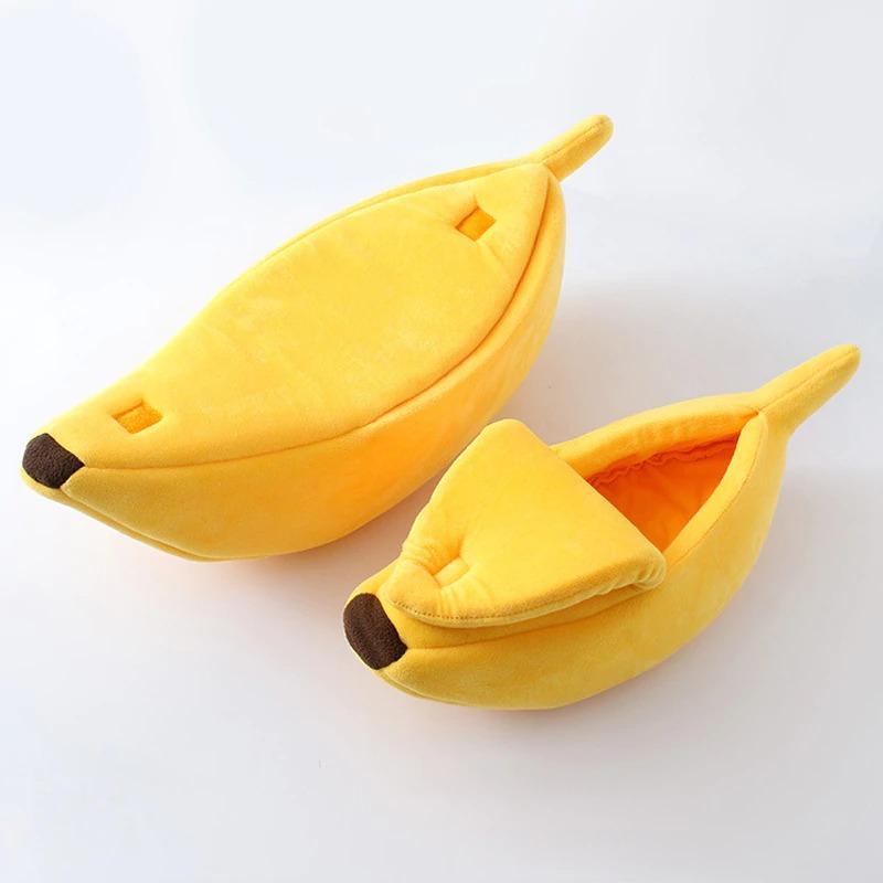 Yellow banana cat bed two sizes