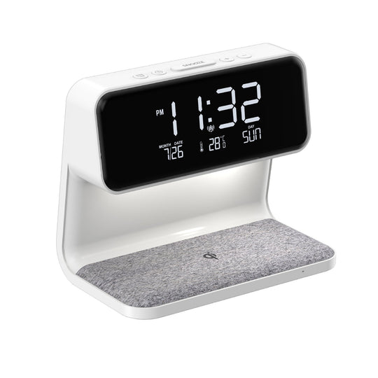 Modern 3-in-1 Bedside Lamp with Wireless Charger and Alarm Clock