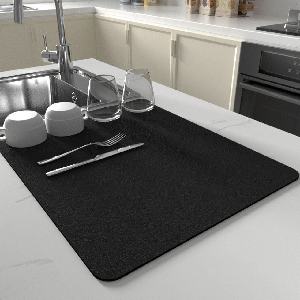 Absorbent Silicone Dish Drying Mat with Non-Slip Surface for Kitchen Counter