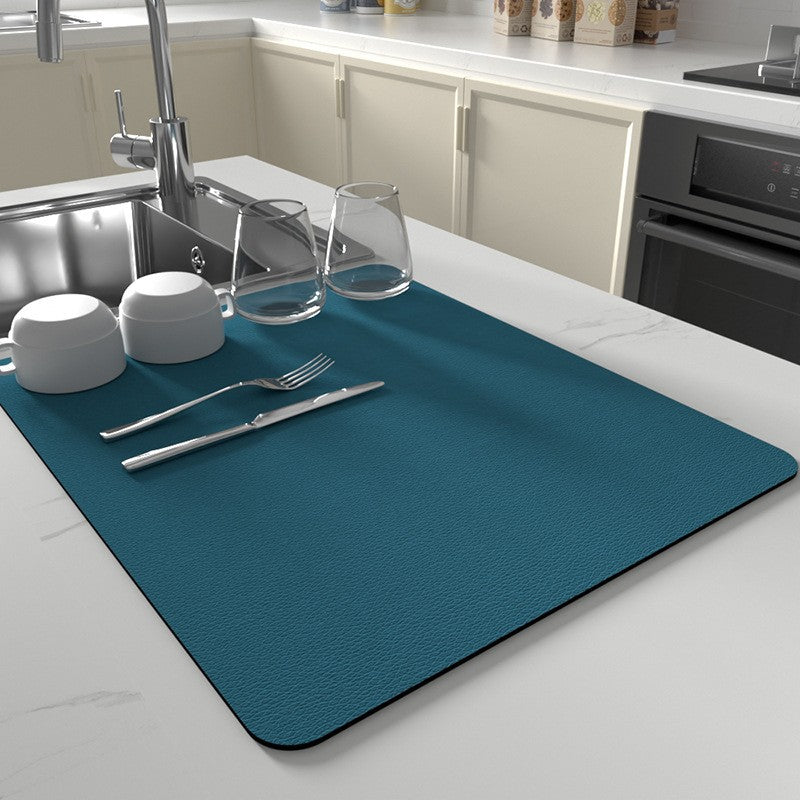 Absorbent Silicone Dish Drying Mat with Non-Slip Surface for Kitchen Counter