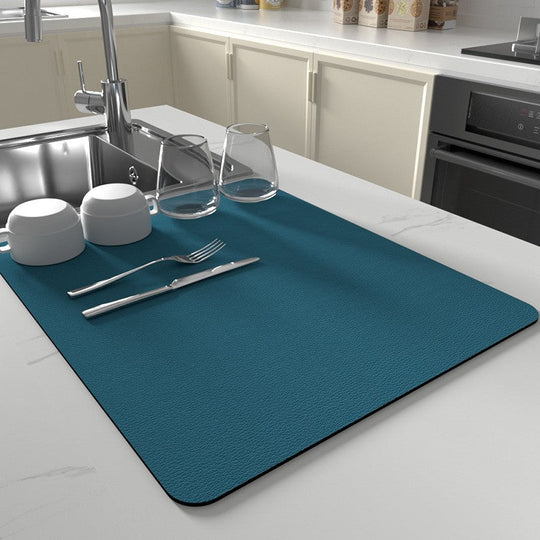 Absorbent Silicone Dish Drying Mat with Non-Slip Surface for Kitchen Counter