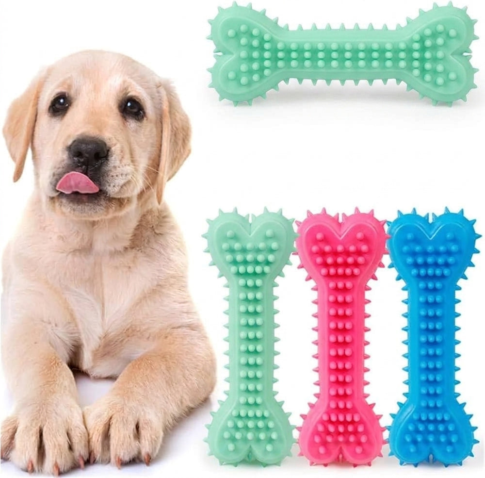 Spiky Rubber Dental Bone Chew Toy for Dogs and Teeth Cleaning