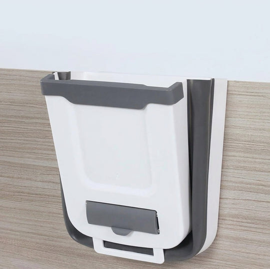 Collapsible Wall-Mounted Hanging Trash Bin for Kitchen Cabinet and Door
