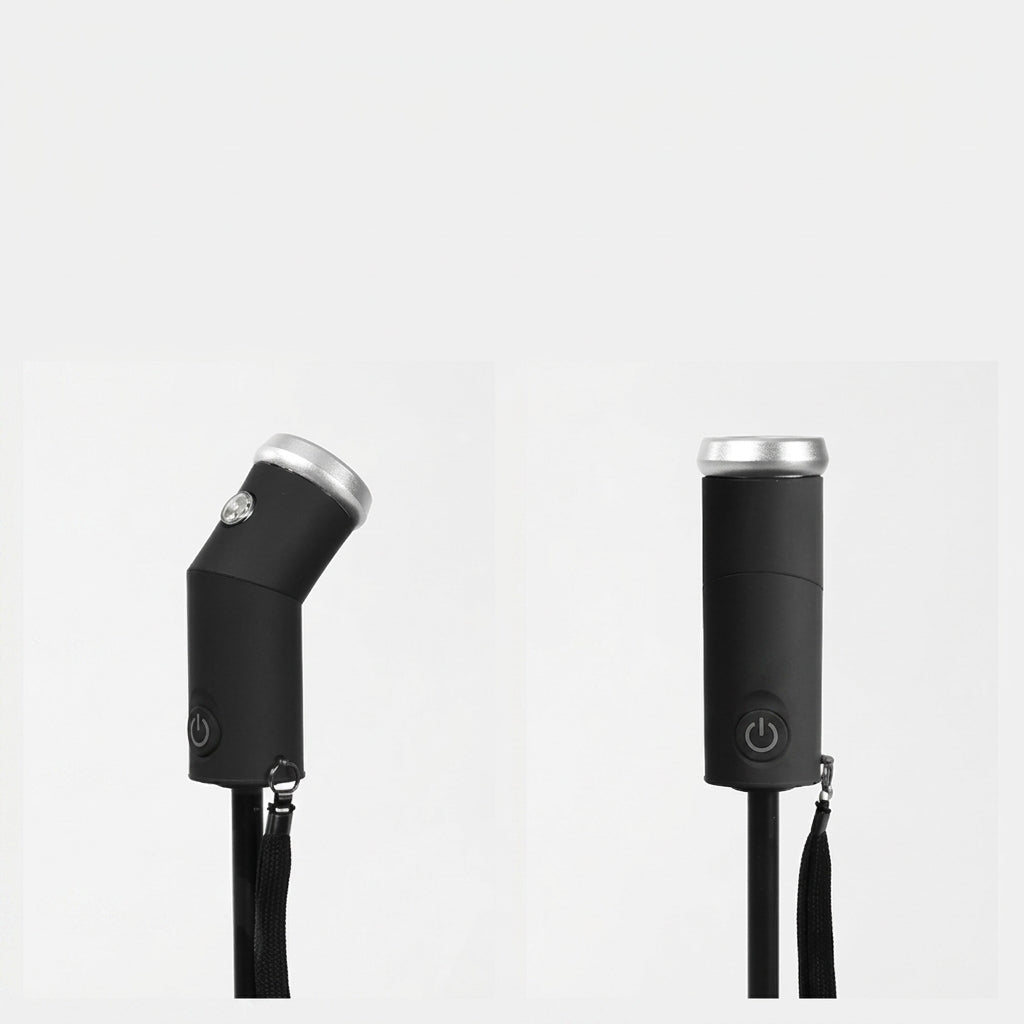 Umbrella handle with LED light close up
