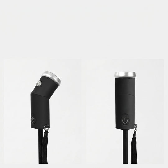 Umbrella handle with LED light close up