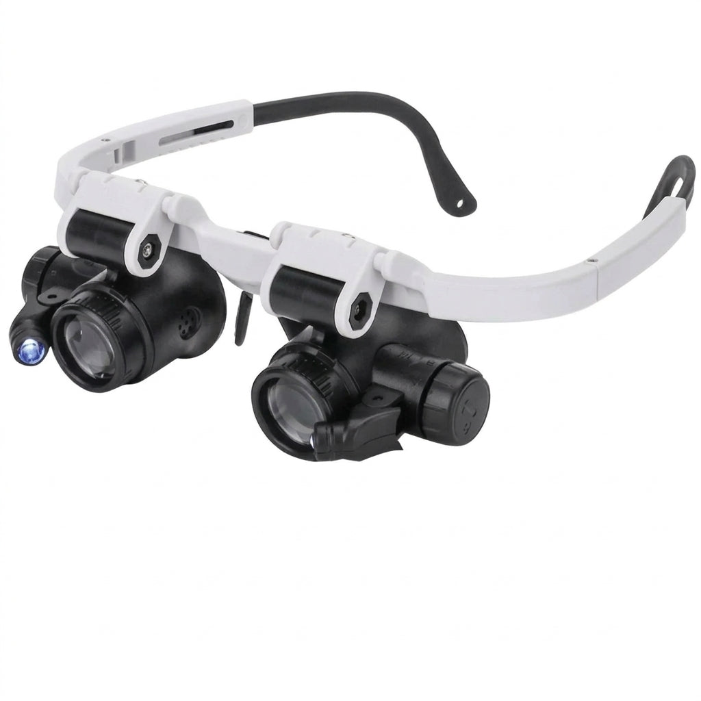 LED magnifier headset close view