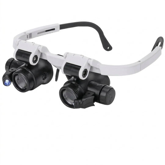 LED magnifier headset close view