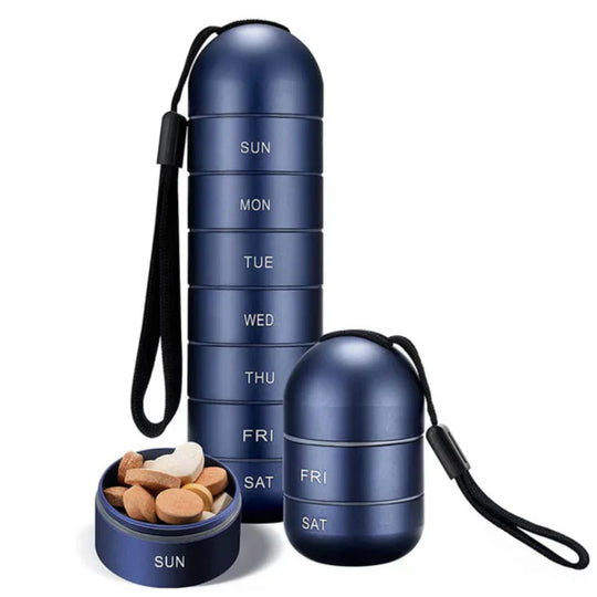 Sleek Aluminum 7-Day Weekly Pill Organizer for Travel and Daily Doses
