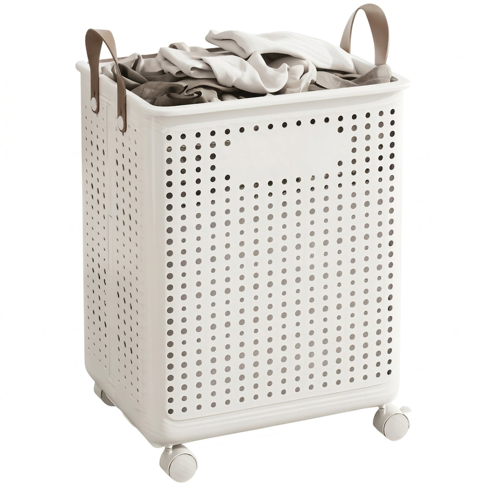 Collapsible Rolling Laundry Basket with Wheels for Compact Storage and Easy Transport