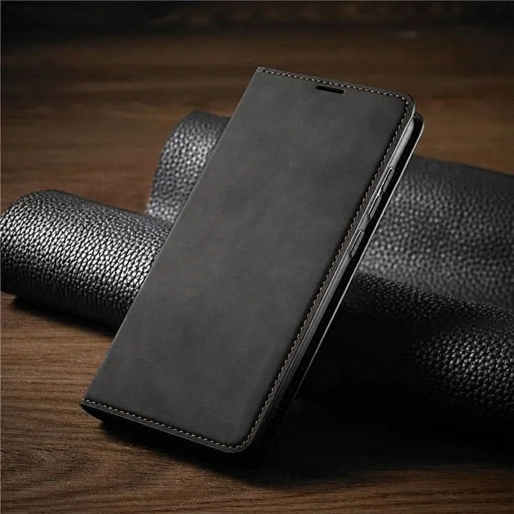 Elegant Magnetic Leather Wallet Case with Card Slots and Stand for iPhone
