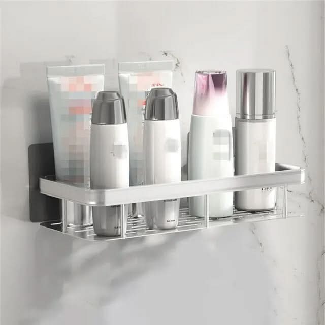 Drill-Free Adhesive Bathroom Shelf for Shower and Vanity Storage