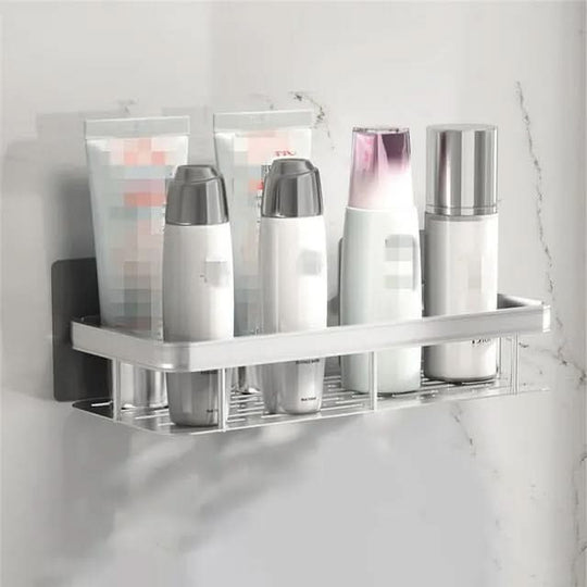 Drill-Free Adhesive Bathroom Shelf for Shower and Vanity Storage