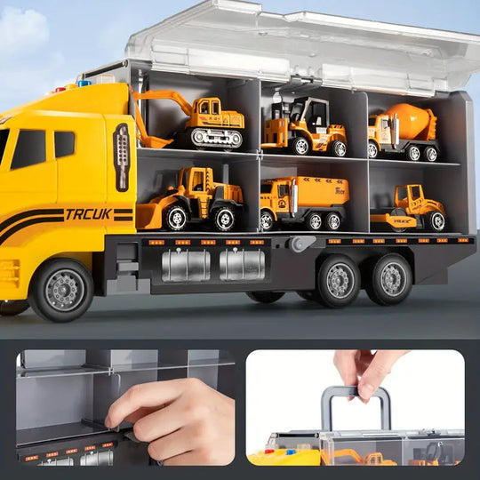 Transporter truck with vehicles
