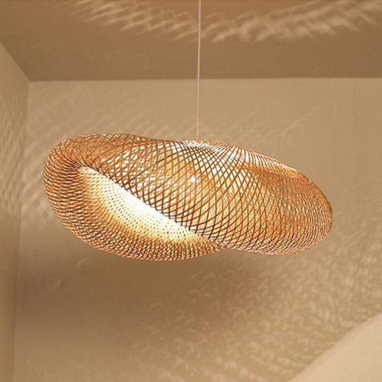 Woven Bamboo Globe Pendant Lamp for Dining Room and Kitchen