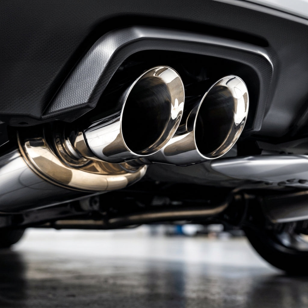 Clean polished car exhaust pipes