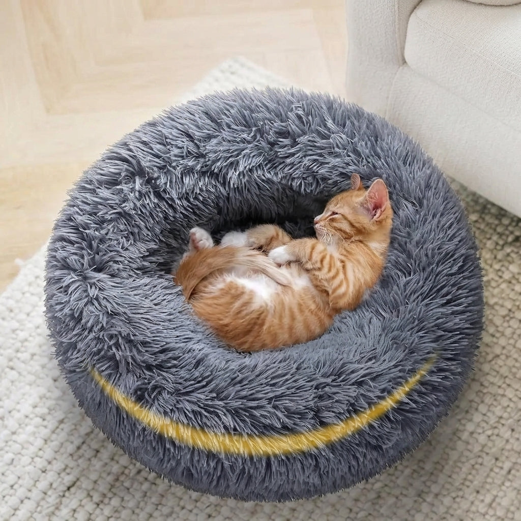 Round Donut Plush Calming Sofa Bed for Cats and Small Dogs