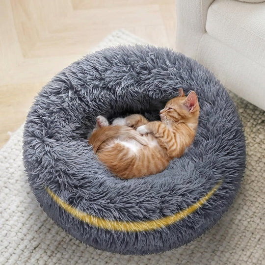 Round Donut Plush Calming Sofa Bed for Cats and Small Dogs
