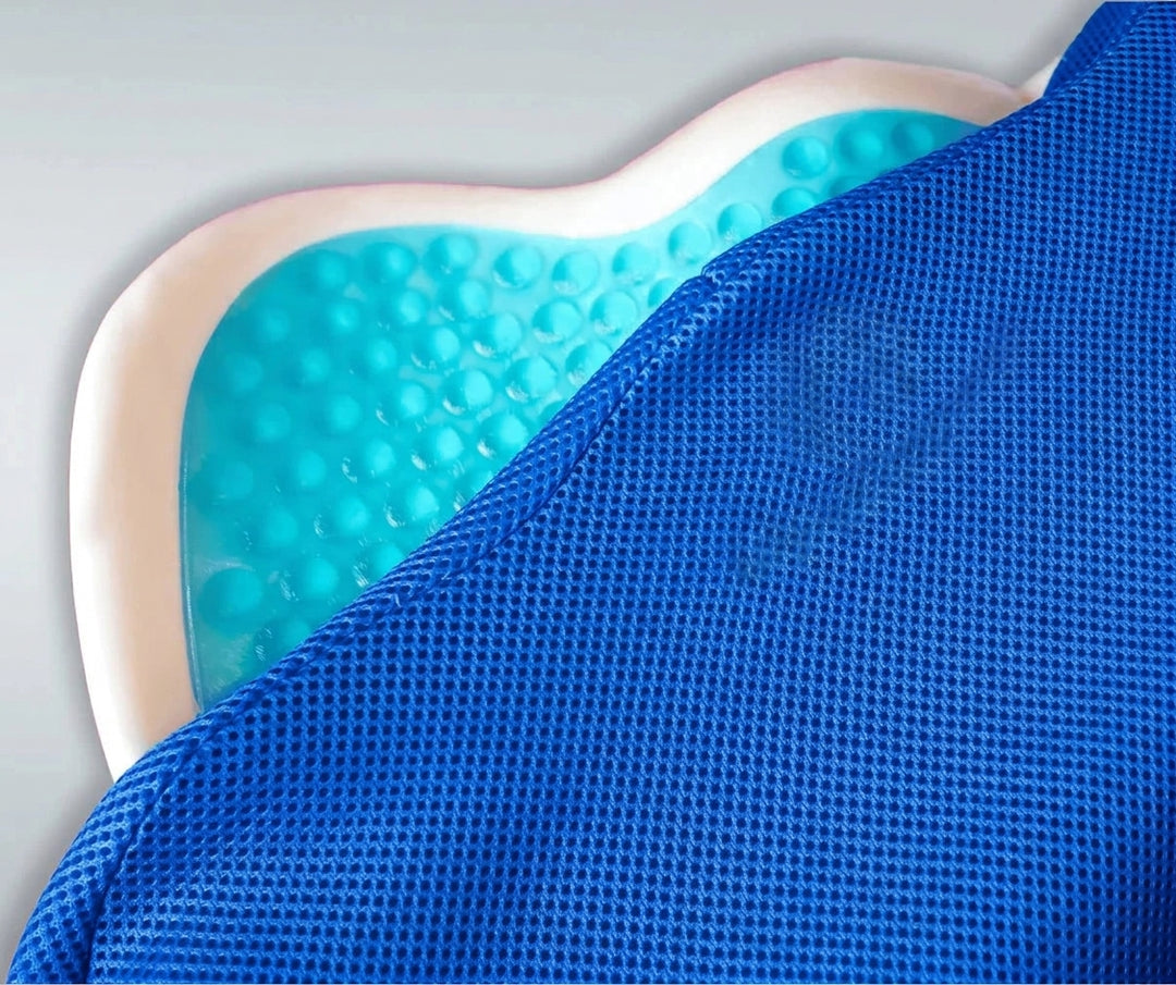 Cooling gel layer under mesh cover close-up