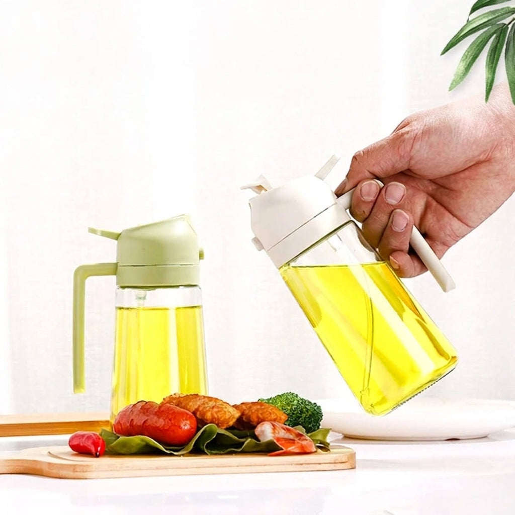 Oil dispenser bottles in a kitchen setting