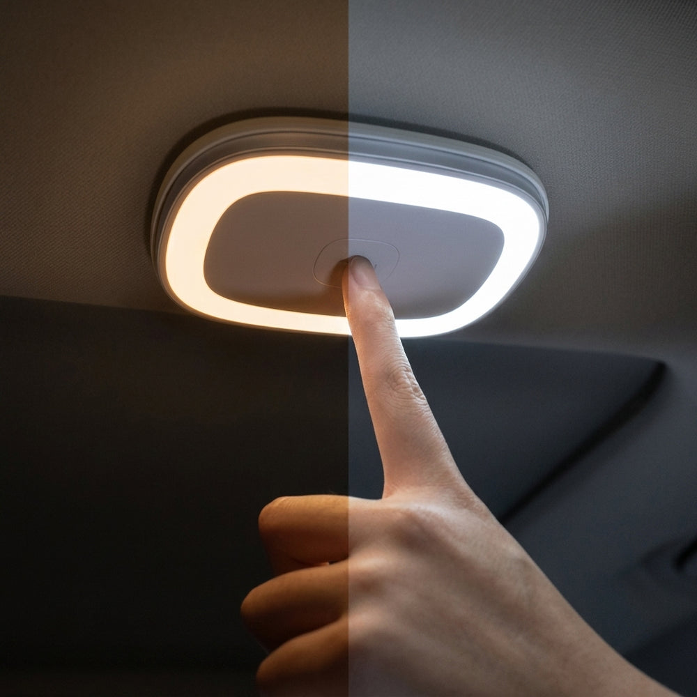 White car reading light with brightness levels