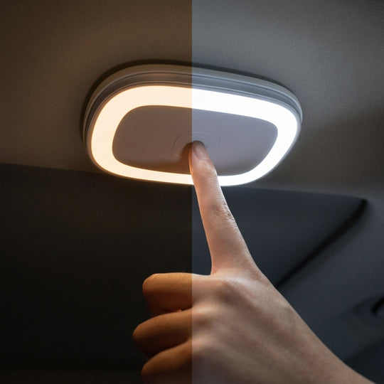White car reading light with brightness levels