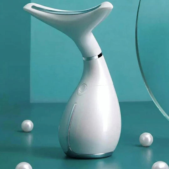 LED neck and face lifting massager device