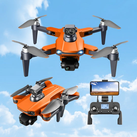 Orange drone with remote controller
