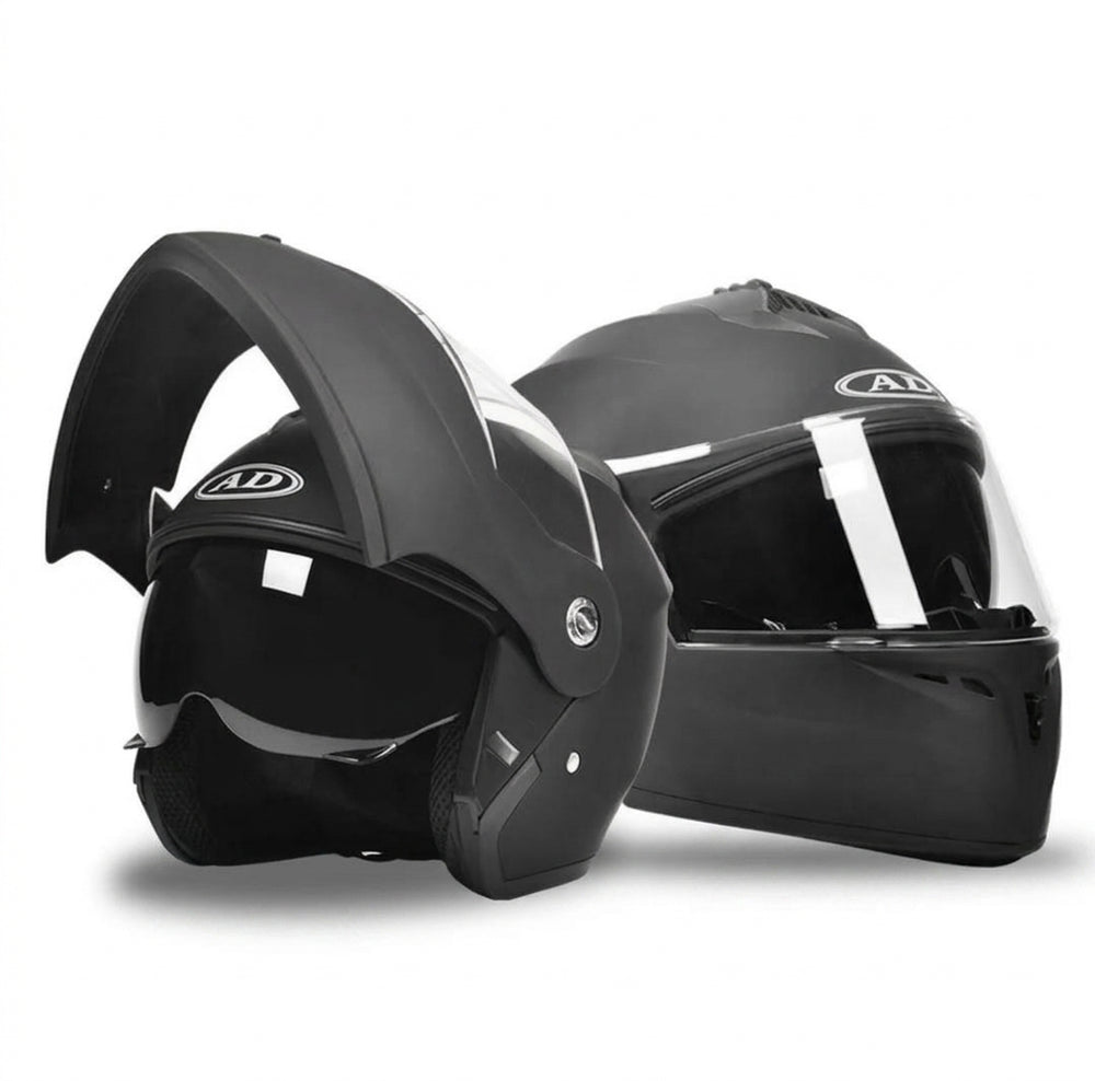 Motorcycle helmet flip-up and full helmet forms